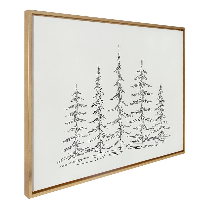 Kate and Laurel Sylvie Trees Canvas by The Creative Bunch Studio - 28x38 - Plastic - Gold