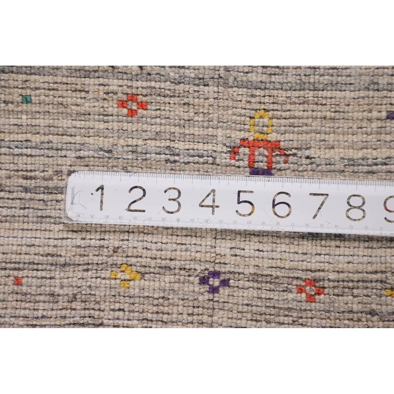 Earth Tone Striped Gabbeh Indian Square Area Rug Handmade Wool Carpet - 8'0" X 7'10"