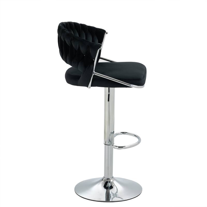 Modern Velvet Counter Bar Stools with Backs(Set of 2)