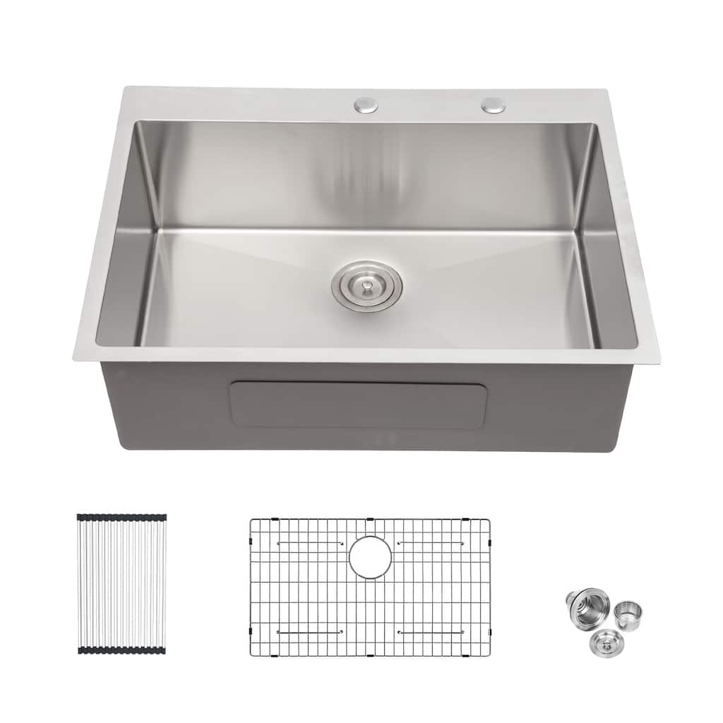 30x22 Inch Single Drop In Bowl Sink 16 Gauge Kitchen Sinks - 30" x 22" x 10"