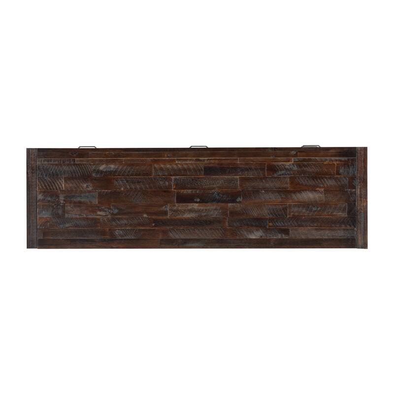 64" Distressed Wood TV Stand, 6 Drawer Storage & 3 Shelves, Cable Management - Farmhouse Style