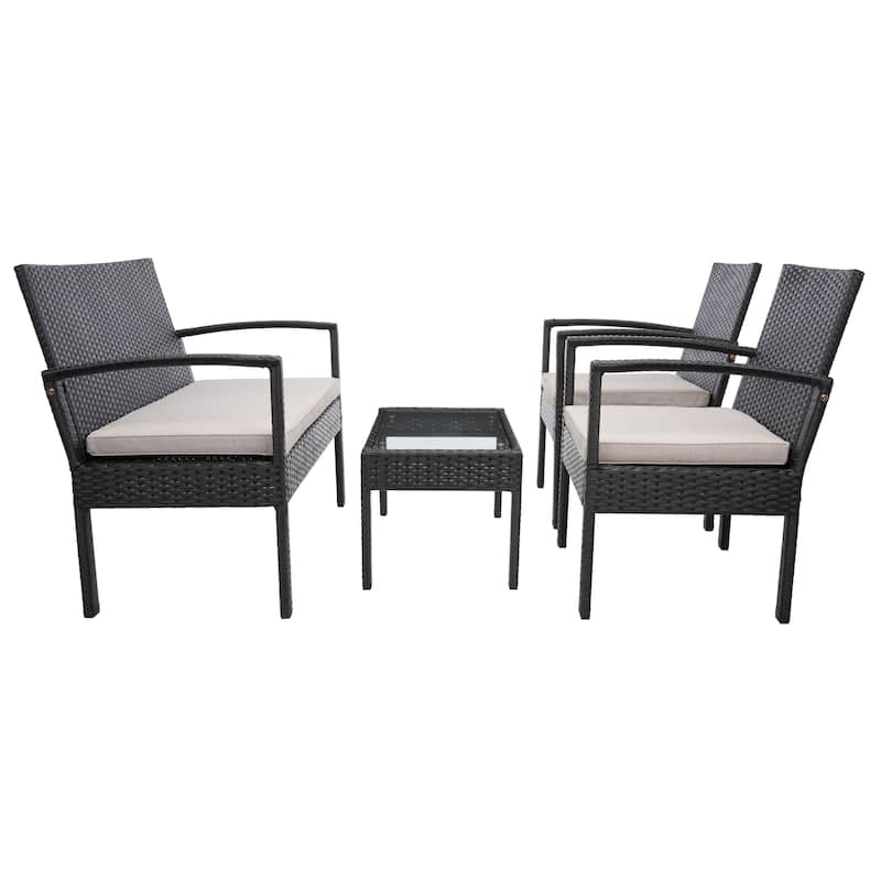 SAFAVIEH Outdoor Bassey 4-Piece Conversation Patio Set. - 39.78" x 24.18" x 32.37"