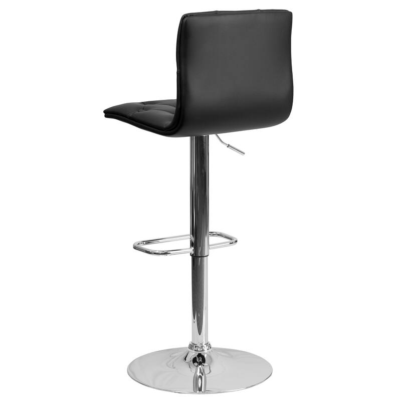 2 Pack Contemporary Button Tufted Adjustable Height Barstool with Chrome Base