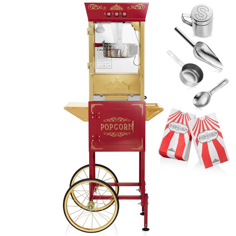 Movie TheaterStyle Popcorn Machine with Cart and 10oz Kettle