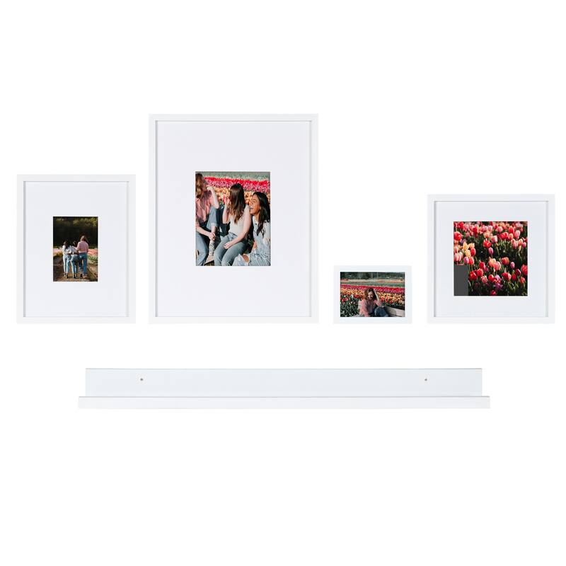 Kate and Laurel Gallery Wall Shelf with Frames Set