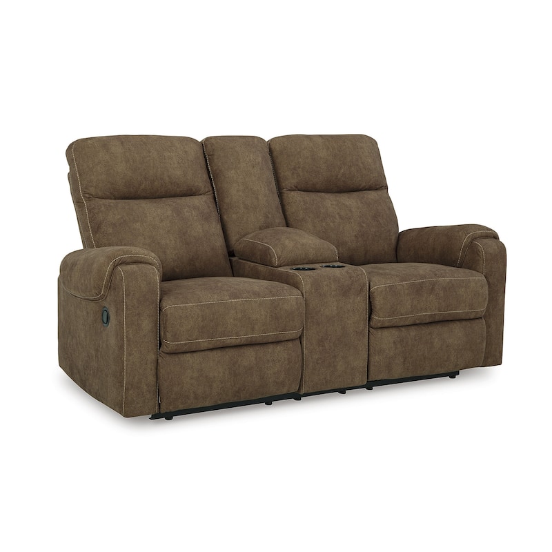 Signature Design by Ashley Edenwold Brown Reclining Loveseat with Console - 75"W x 40"D x 40"H