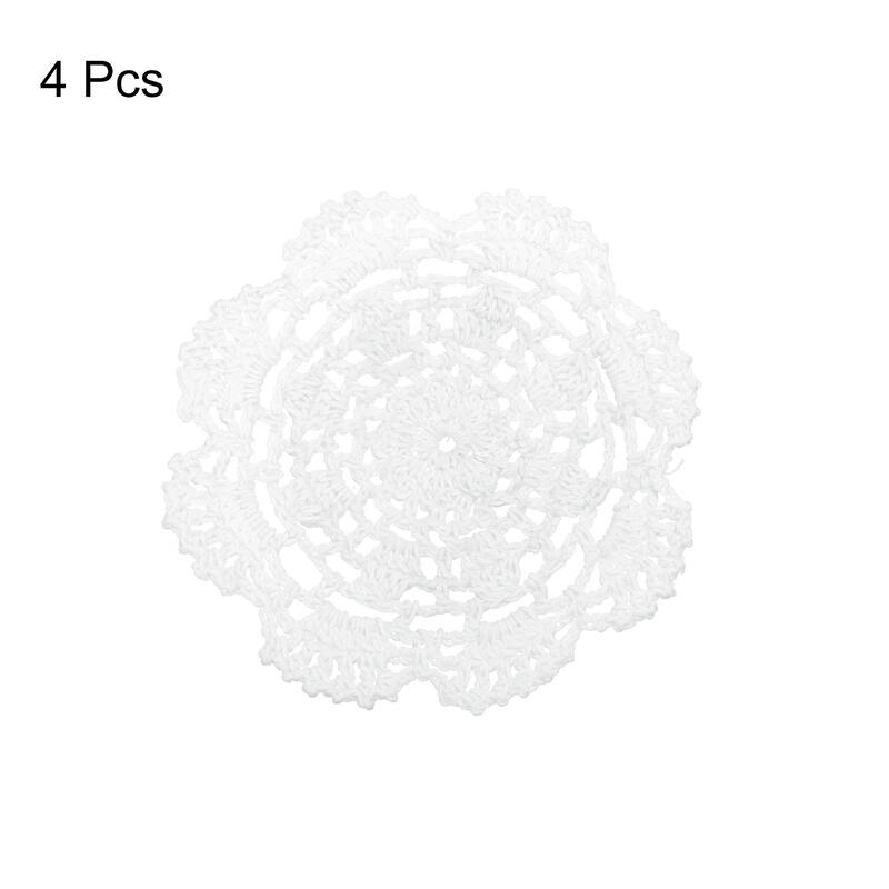 Fabric Coasters, 4pcs 5" - Cotton Woven Crochet Doilies with Floral - 130mm