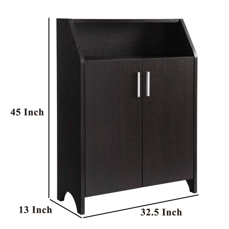 Ross Shoe Cabinet, 2 Doors, Open Top Shelf, Red Cocoa Brown Finish