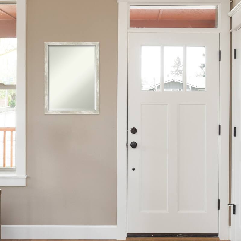 Beveled Wall Mirror - Crackled Metallic Narrow Frame - Crackled Metallic Narrow