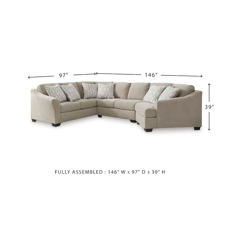 Signature Design by Ashley Brogan Bay Beige 3-Piece Sectional with Cuddler