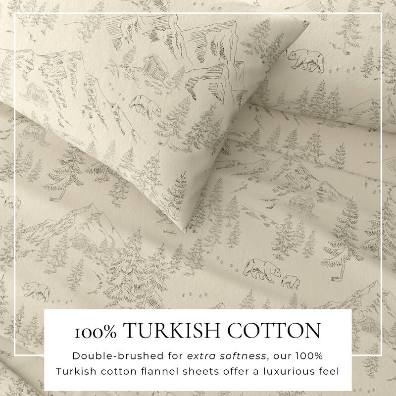 Linery & Co. Turkish Cotton Double-Brushed Christmas Flannel Bed Sheet Set