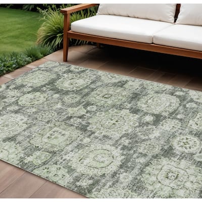 HomeRoots Floral Transitional Rectangle Outdoor Rug