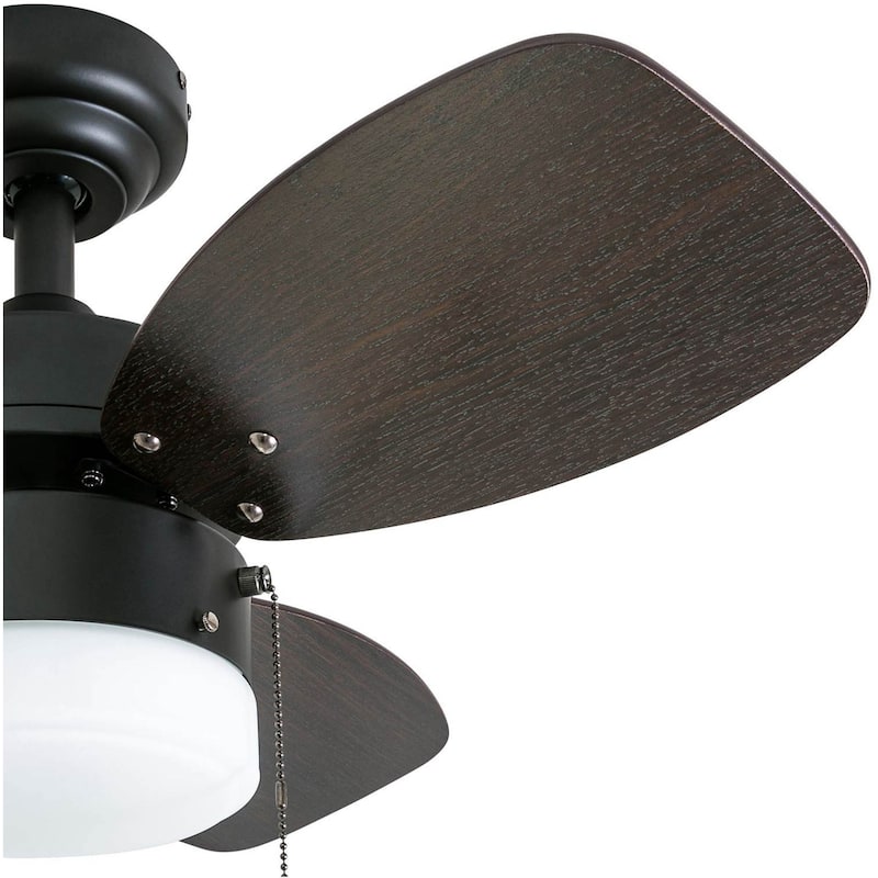 30" Honeywell Ocean Breeze Guilded Espresso Modern Indoor LED Ceiling Fan with Light, Pull Chain