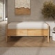 preview thumbnail 3 of 11, Christopher Knight Home - Soft Cushion Oak Beige Upholstered Storage Ottoman Bench with Rattan Sides and Wooden Legs