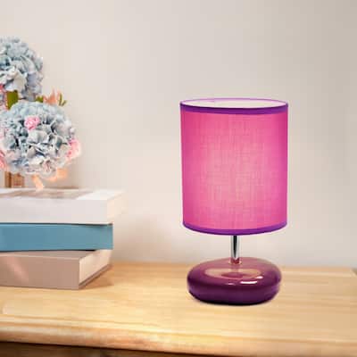 Traditional Mini Round Rock Table Lamp with Drum Shade - 10.25" - Purple