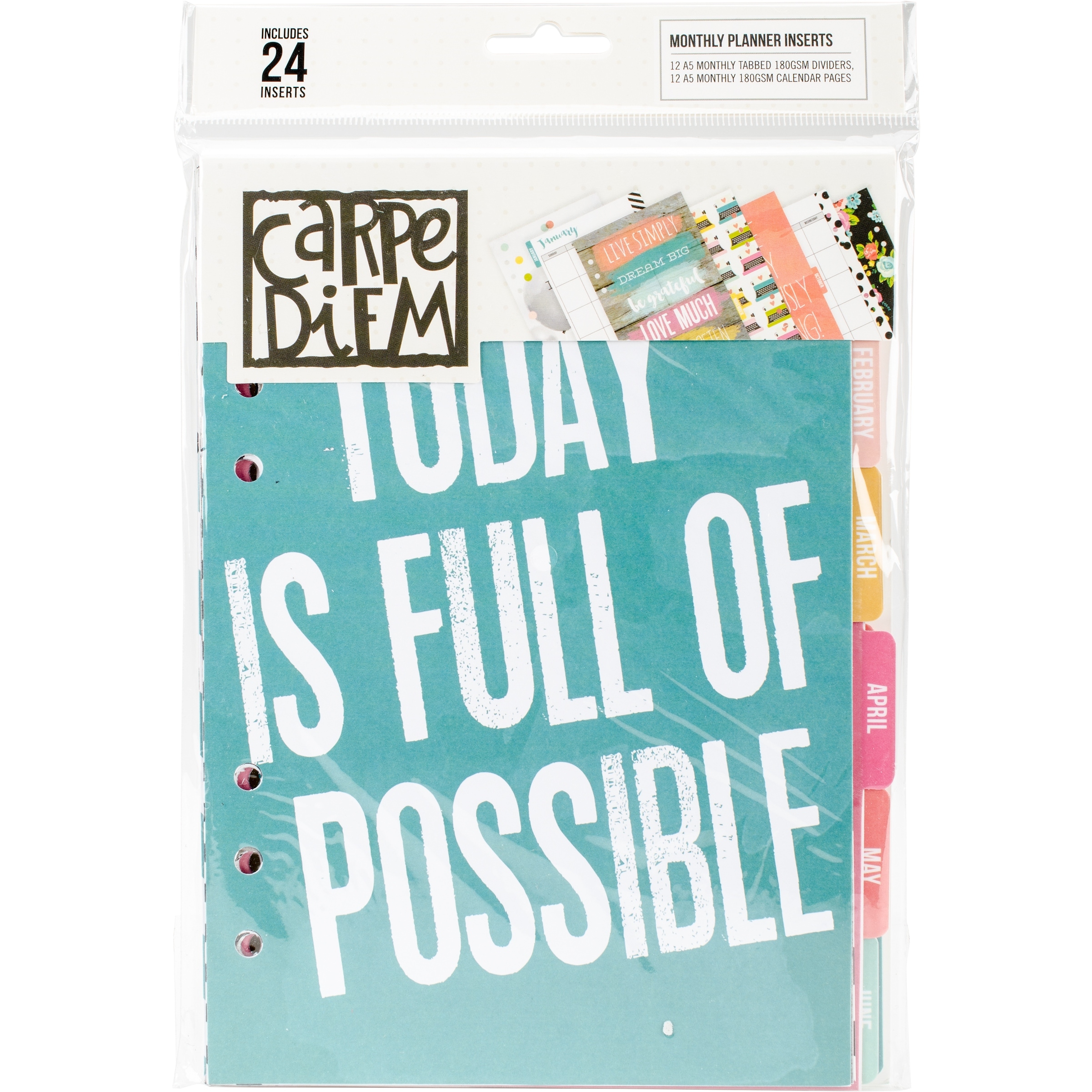 Inserts Monthly Pages /& Dividers Essential Carpe Diem A5 Planner