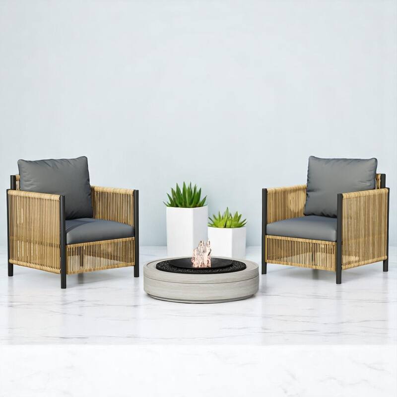 6-Piece Outdoor PE Rattan Patio Furniture Set with Removable Cushions and Coffee Table, Waterproof Wicker Conversation Set
