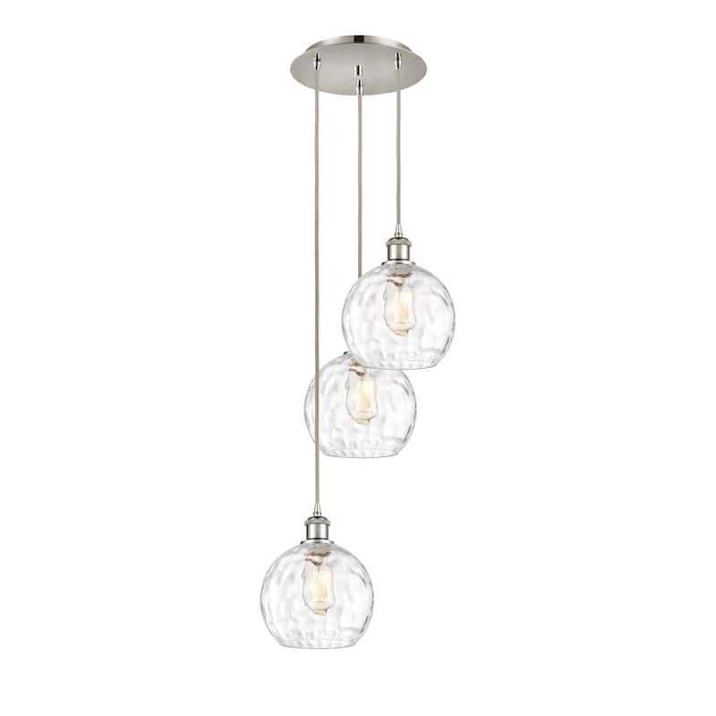 Innovations Lighting Athens Water Glass 3 Light 15" Multi-Pendant - Polished Nickel