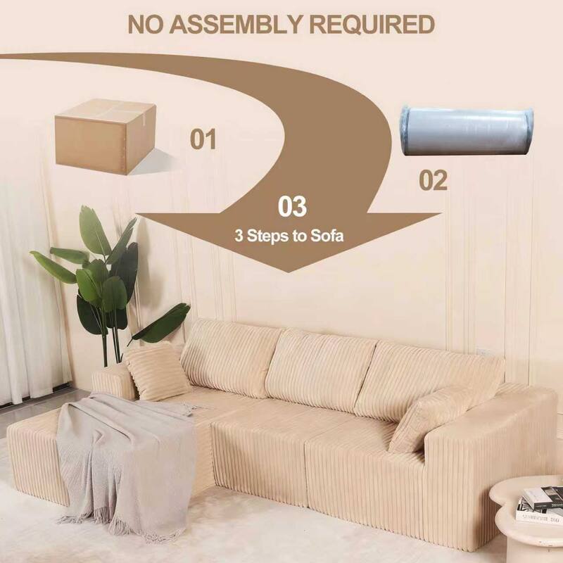 Modular L-Shape Sofa Couch with Deep Seat for Living Room and Bedroom