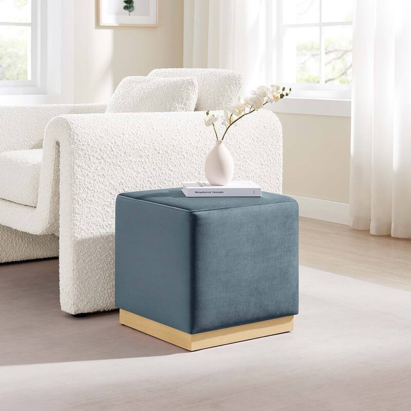Tilden 17"/28" Square Performance Velvet Upholstered Ottoman