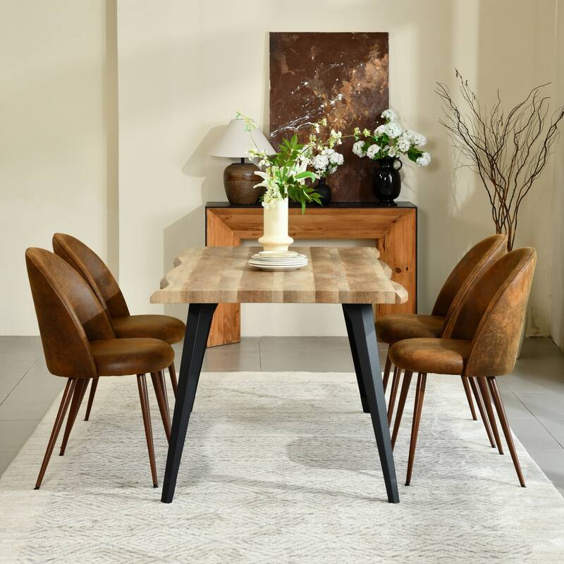 Homy Casa 5-Piece Dining Set with Modern Table and Upholstered Side Chairs
