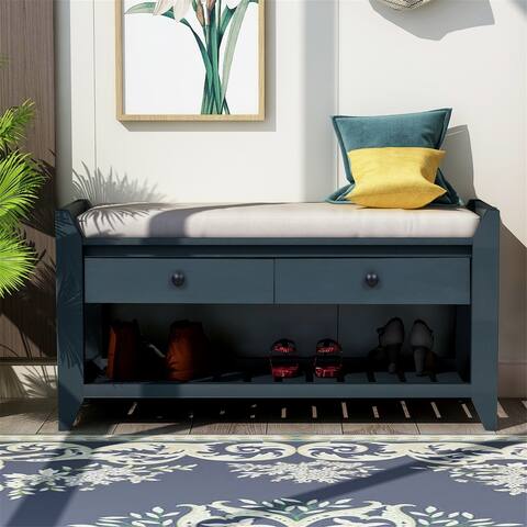 TiramisuBest Shoe Rack with Cushioned Seat and Drawers