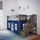 preview thumbnail 51 of 61, Max and Lily Twin over Twin Low Bunk Bed with Staircase and Curtains Clay with Blue/White Curtain