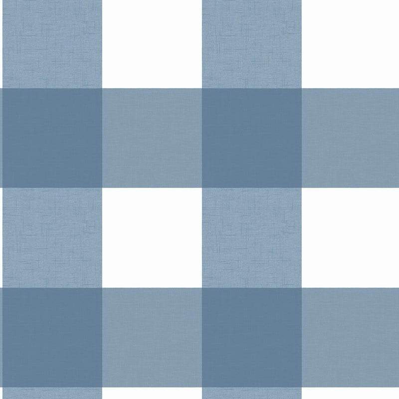 Chesapeake Amos Blue Gingham Wallpaper - 20.5in x 396in x 0.025in