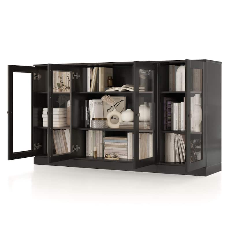 Palace Imports 100% Solid Wood 65" Sideboard with Clear Glass Doors and Adjustable Shelves