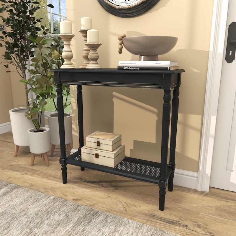Black Wooden 1 Shelf Console Table