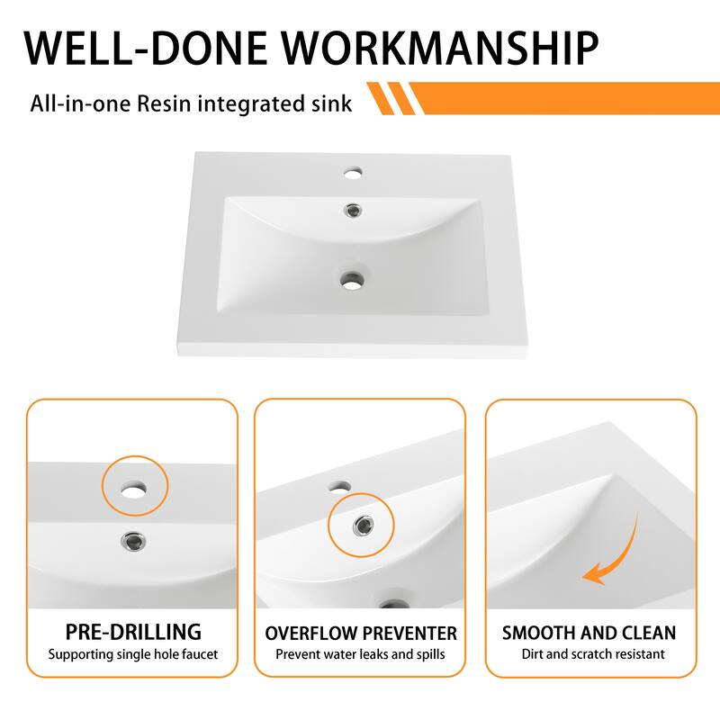 Bathroom Vanity With Sink In 24/30/36/48 Inch, Freestanding Bathroom Vanity With Soft Close Door and Drawer