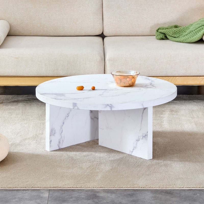 A Diameter of 31.4 Inches Double Pedestal Round Coffee Table