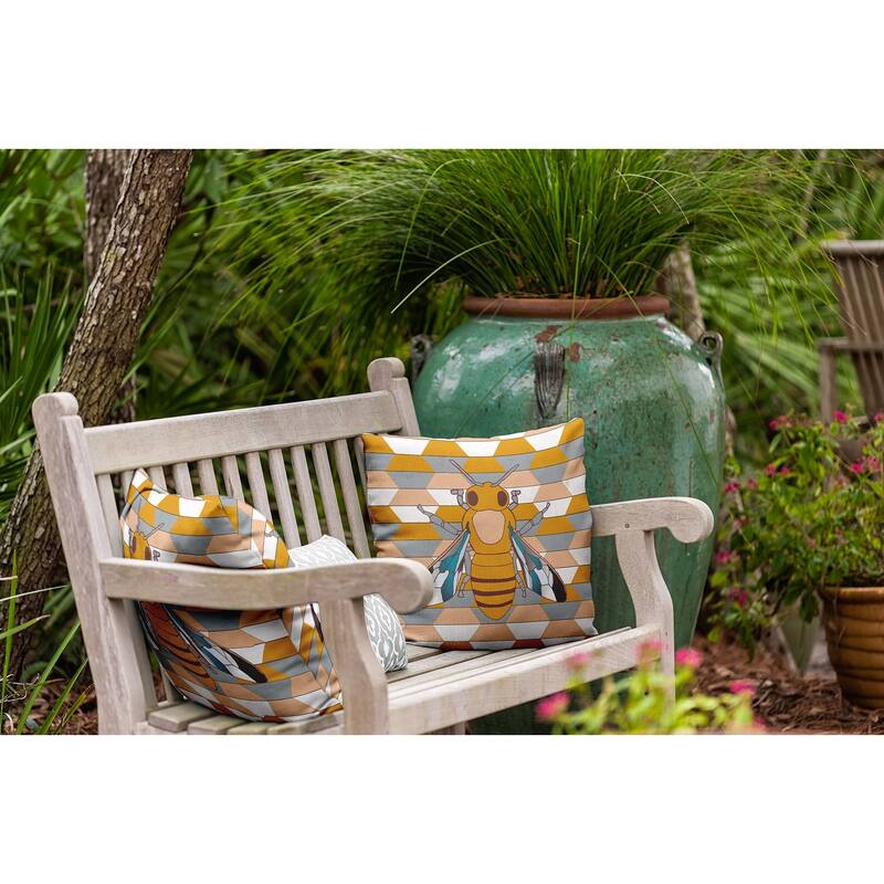 Bee and Comb Indoor/Outdoor Throw Pillow