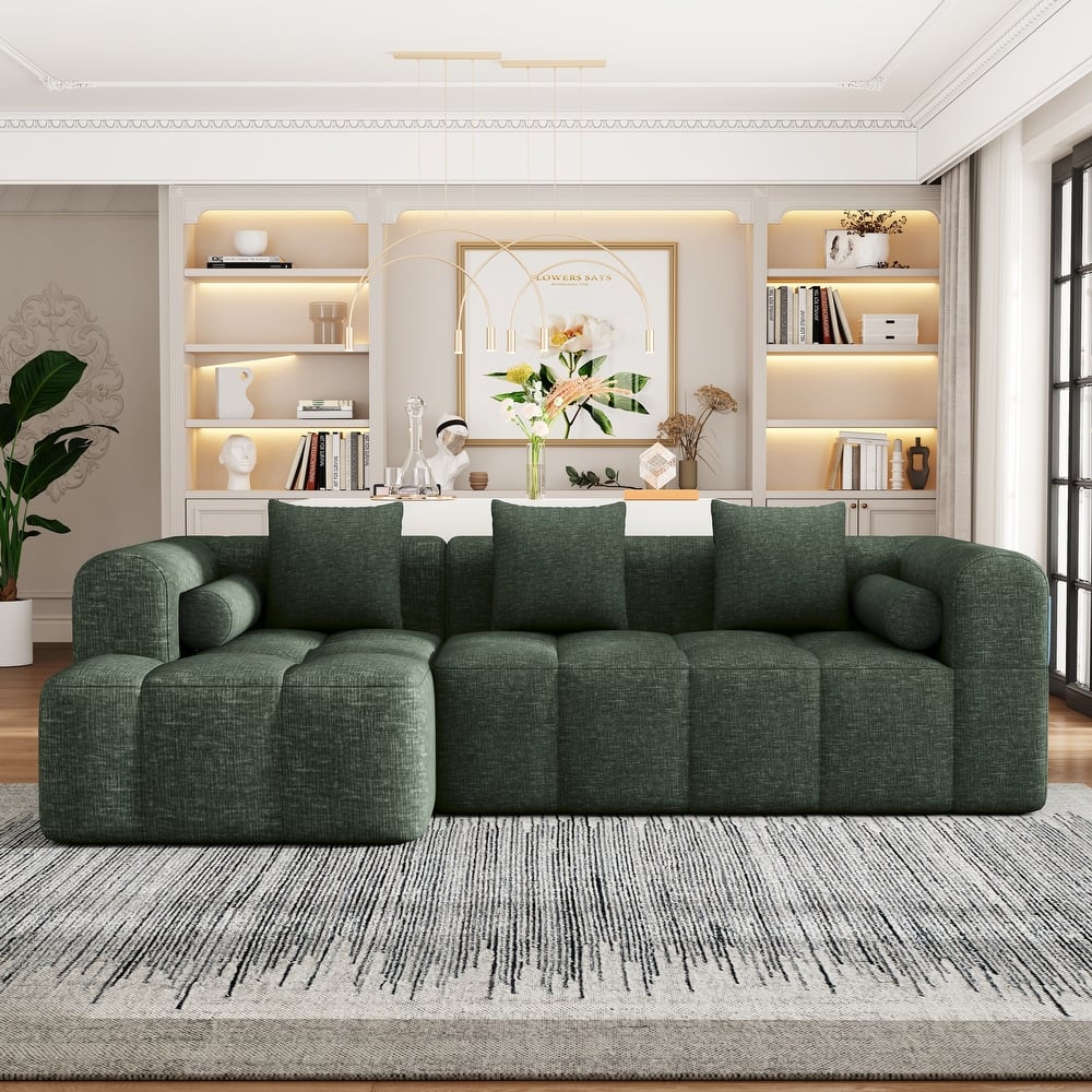 Roomfitters 101.2" Modern Full-Compressed Modular Sectional Sofa with Deep Seating and Two Side Pockets for Living Room