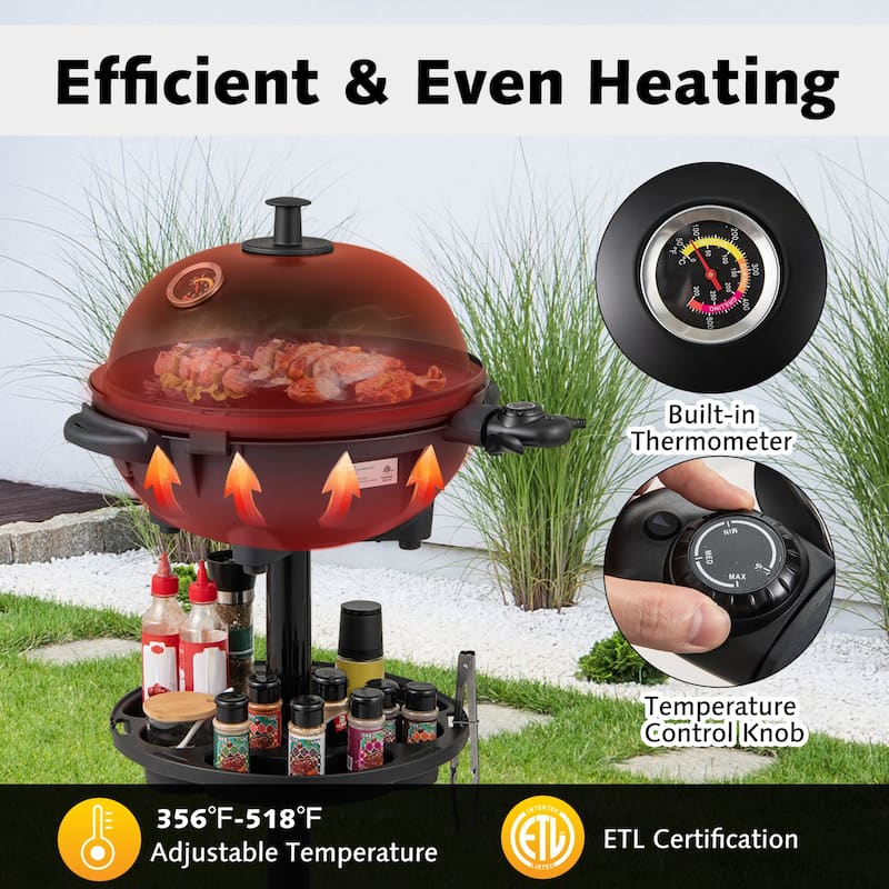 Gymax Indoor Outdoor Electric Grill w/ Non-stick Grill Plate