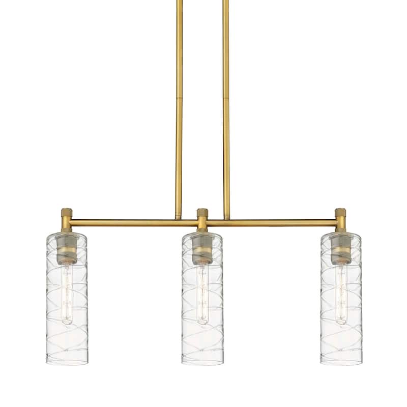 Innovations Lighting 434-3I-15-31 Crown Point Linear Crown Point 3 - Brushed Brass / Deco Swirl