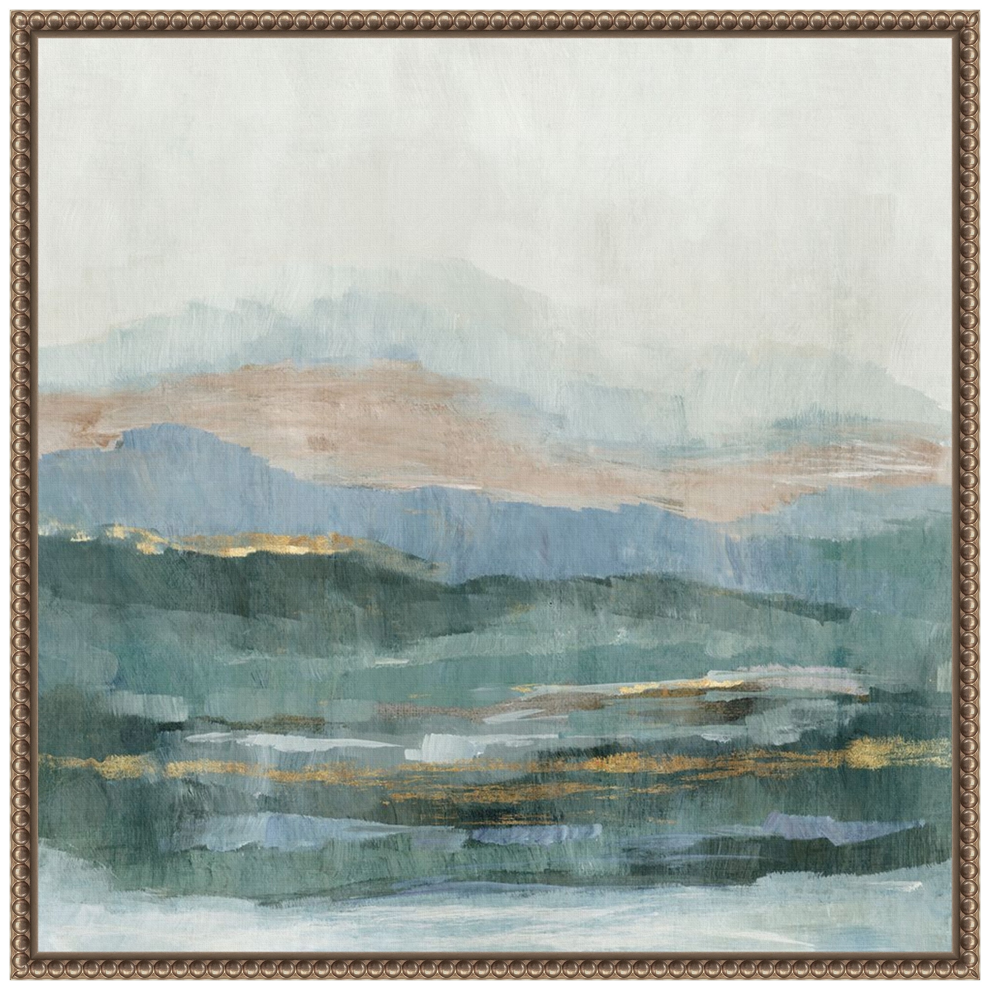Seaside Summits by Jacob q Framed Canvas Wall Art - Sylvie Beaded Bronze