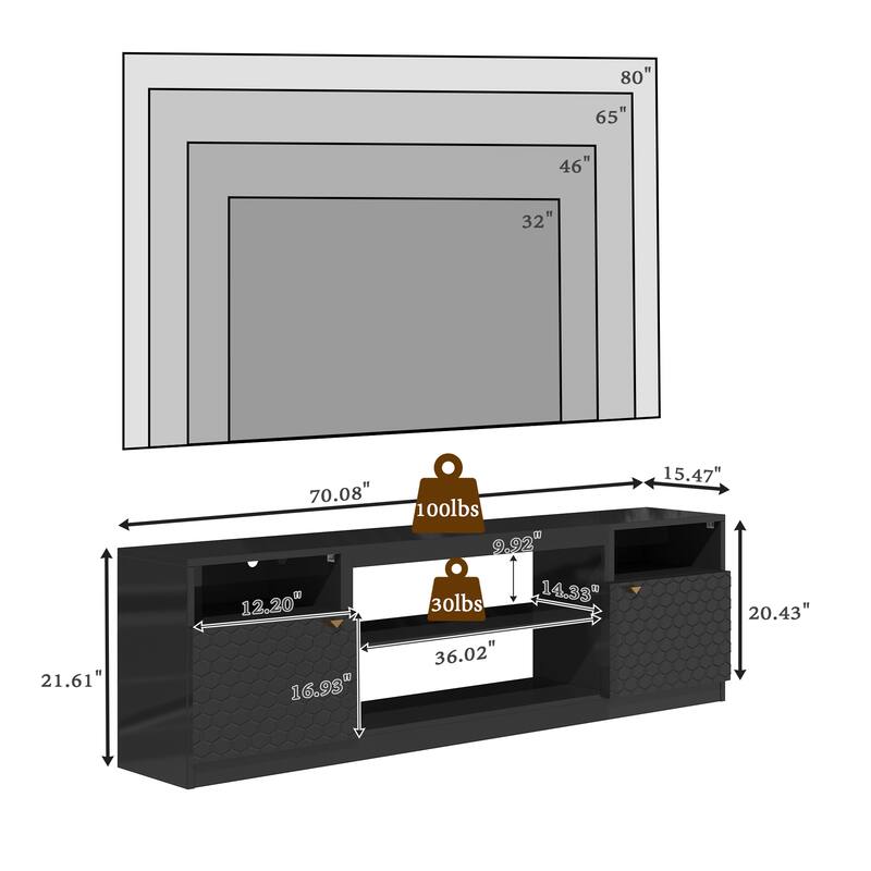 70" MDF Morden TV Stand Fits TVs up to 75 in.