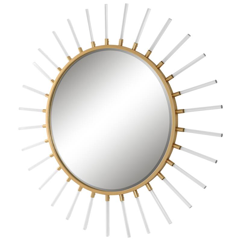 Beveled Oracle Round Wall Mirror - 55" - Gold and Clear