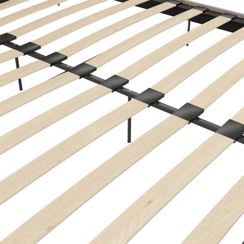 Velvet Upholstered Platform Bed with Foam-Padded Headboard, Modern Metal Legs, King Size