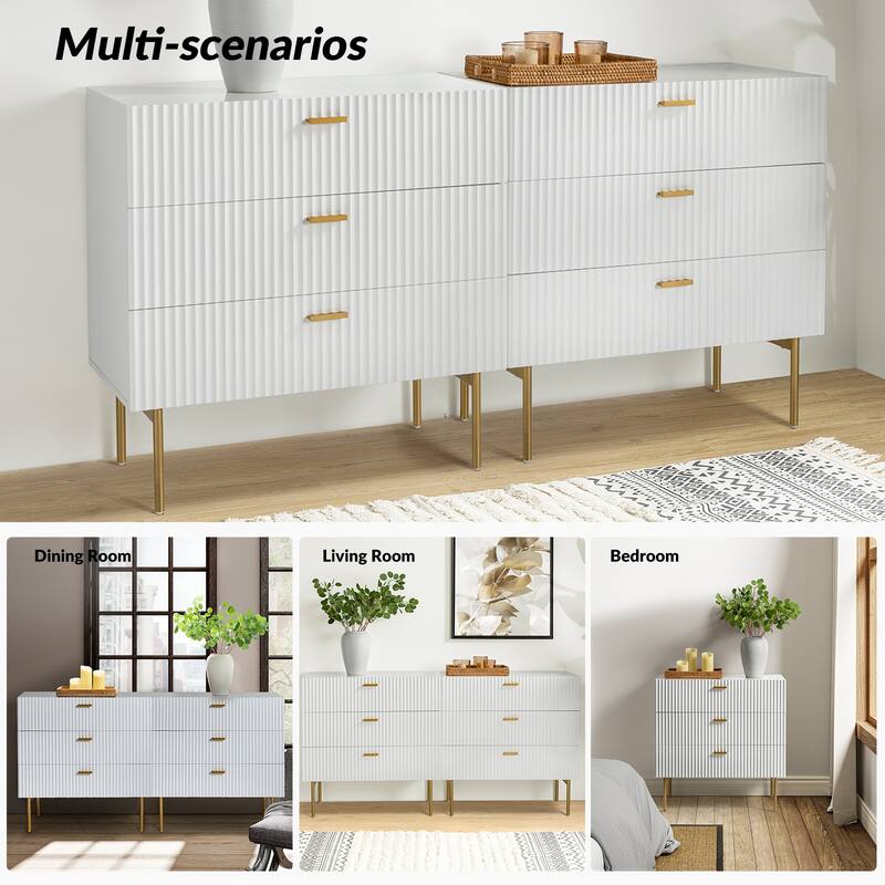 Gilb Modern 3Drawer Dresser Nightstand with Metal Legs Set of 2 by