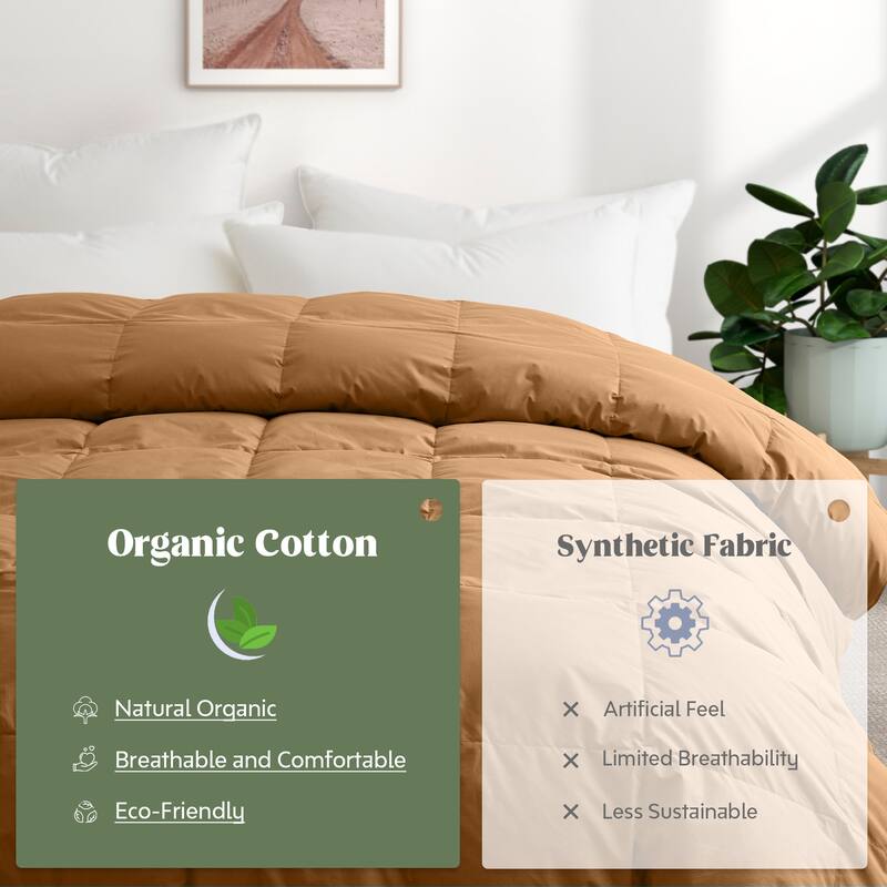 All Season 100% Organic Cotton Down Breathable Duvet Insert Medium Warmth Comforter