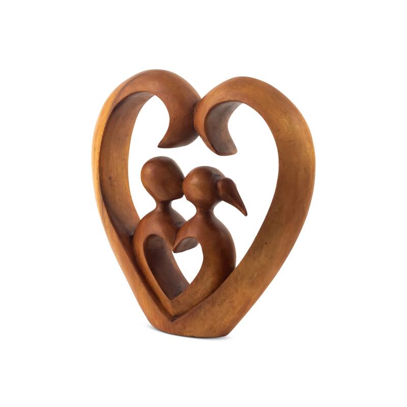 8" Wooden Hand Carved Abstract Contemporary Statue "Heart and Soul" Figurine Gift Home Decor Sculpture Handmade Art Decoration