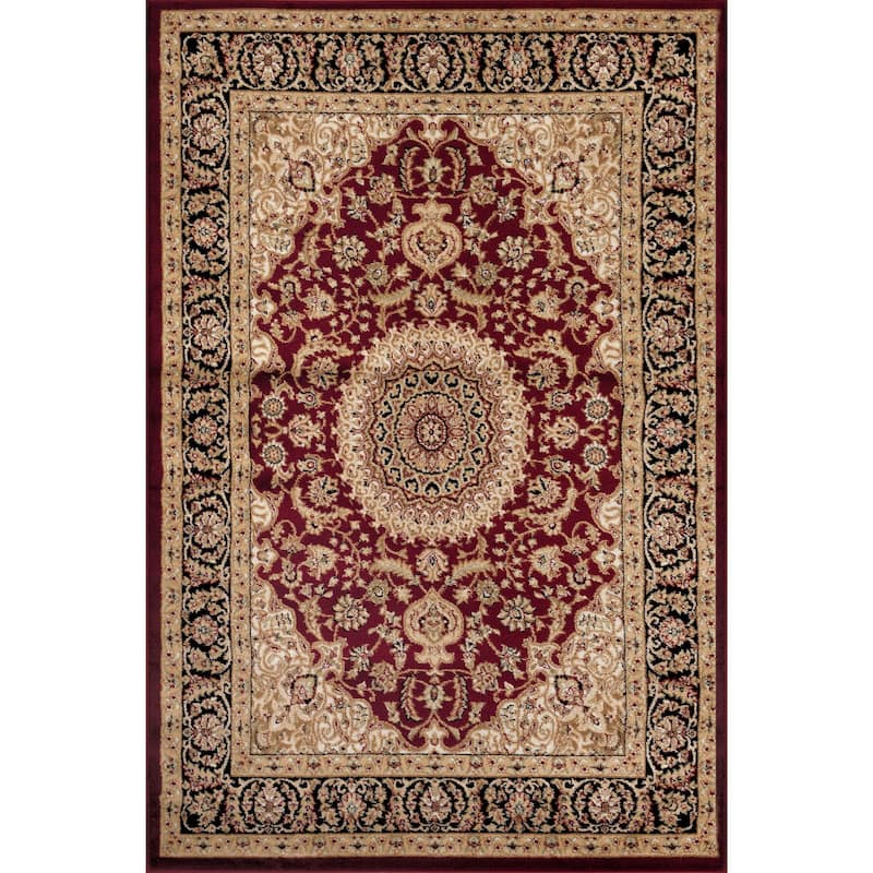 World Rug Gallery Traditional Oriental Medallion Area Rug - 2' x 3' - Burgundy