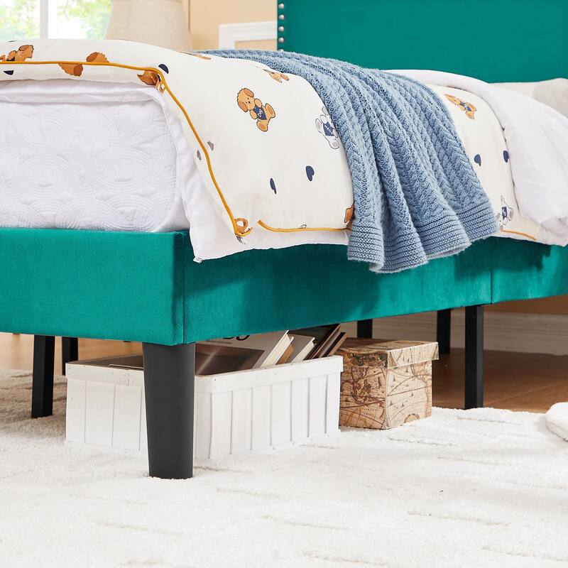 VCCELO 2-Pack Twin Size Bed Frame with Adjustable Headboard Noise-Free Twin Size Bed Set of 2 for Kids Room Dorm Apartments