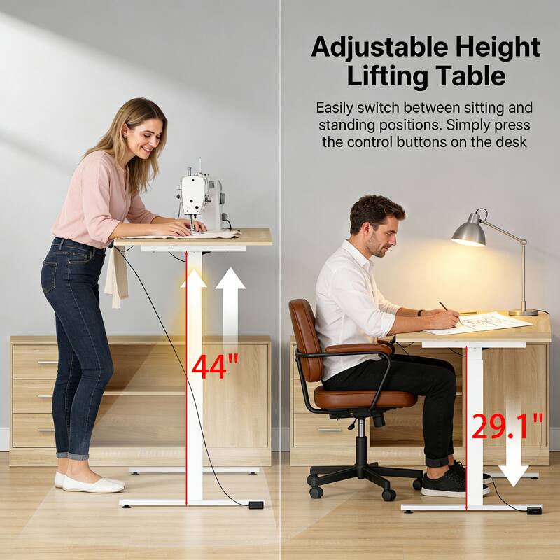 Super-Sized Standing Desk with Electric Lift - 63"x31.5"PC Desktop Electric Height Adjustable Standing Desk