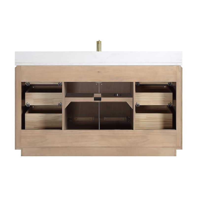 San Single Bath Vanity with Composite Stone Top without Mirror