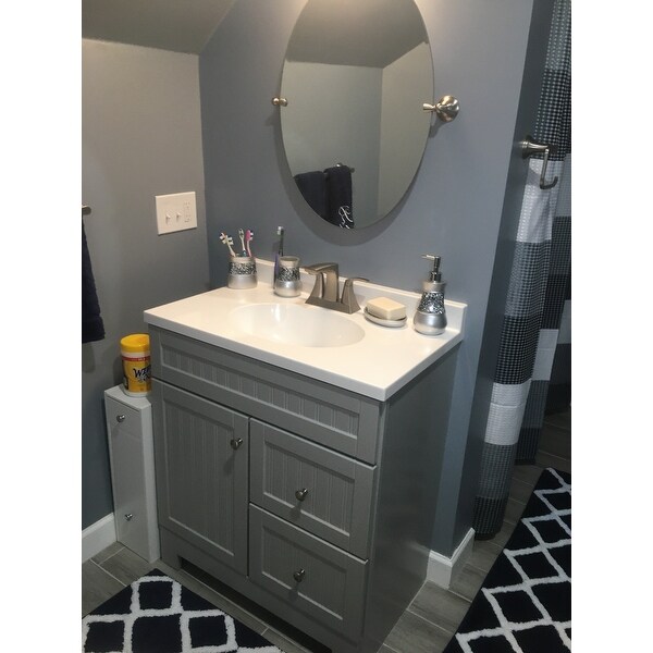 Brushed Nickle Bathroom Trash Can Wastebasket - Overstock ...