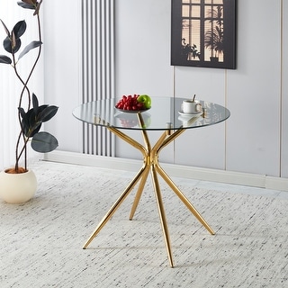 Dining Table With Tempered Glass And Metal Legs. - Bed Bath & Beyond ...