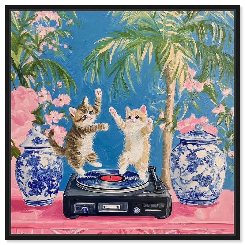 Turntable Twirlers Canvas by Art Remedy - 30" x 30" - Black